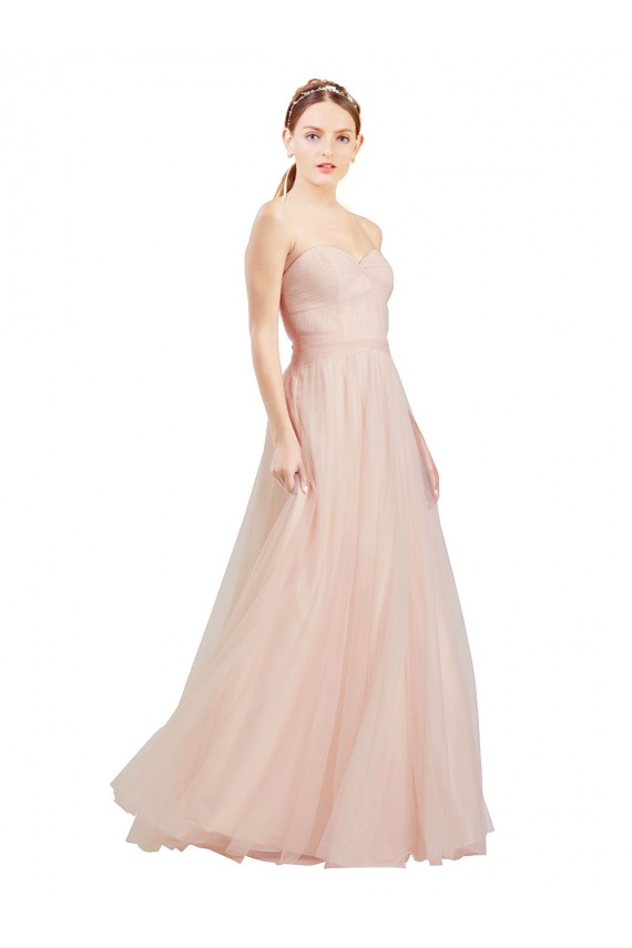 Sleeveless Strapless Tulle Pink Long Semi Formal Dress / Bridesmaid Dress Cardiff