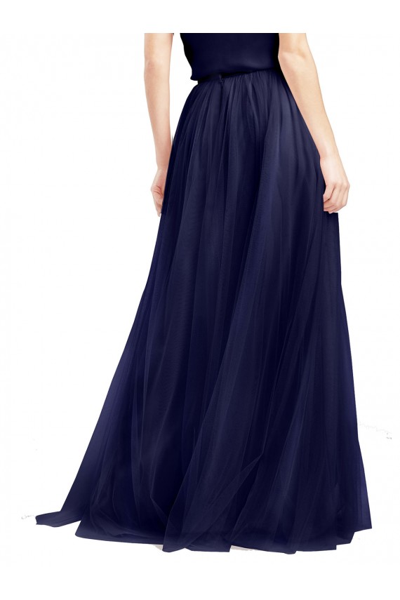 Sleeveless High Neck Tulle Navy Blue Long Semi Formal Evening Dress / Bridesmaid Dress Cardiff