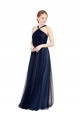 Sleeveless Halter Neck Tulle Navy Blue Long Bridesmaid Dress / Evening Dress Cardiff