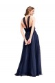 Sleeveless Halter Neck Tulle Navy Blue Long Bridesmaid Dress / Evening Dress Cardiff