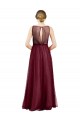 Sleeveless Boat Neck Tulle Burgundy Long Semi Formal Evening Dress / Bridesmaid Dress Cardiff