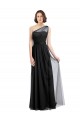 Sleeveless One Shoulder Tulle Black Long Bridesmaid Dress Cardiff