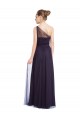 Sleeveless One Shoulder Tulle Black Long Bridesmaid Dress Cardiff
