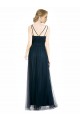 Sleeveless V-Neck Tulle Blue Long Bridesmaid Dress Cardiff