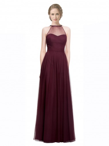Sleeveless Sweetheart Tulle Red Long Bridesmaid Dress Cardiff