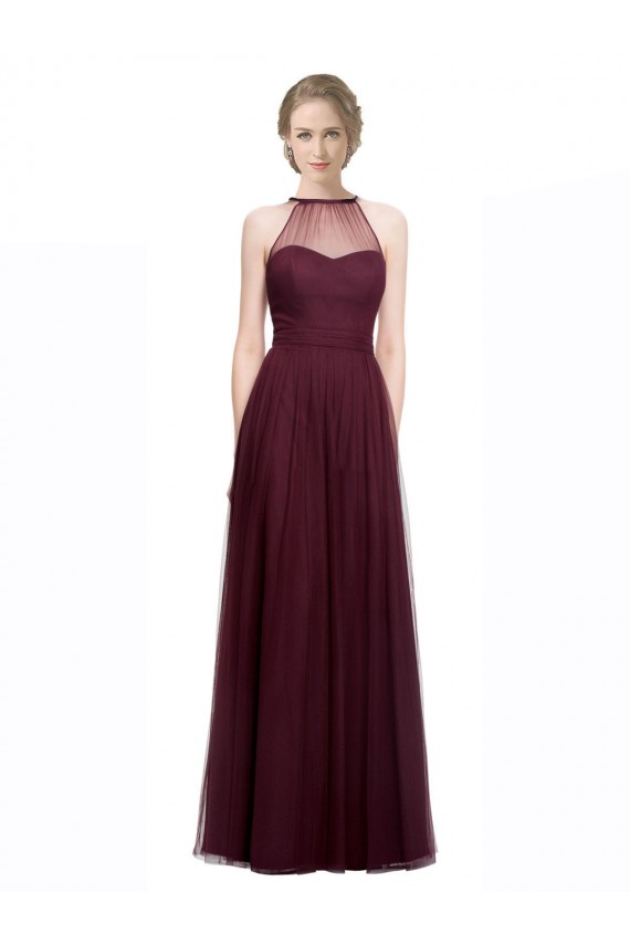 Sleeveless Sweetheart Tulle Red Long Bridesmaid Dress Cardiff