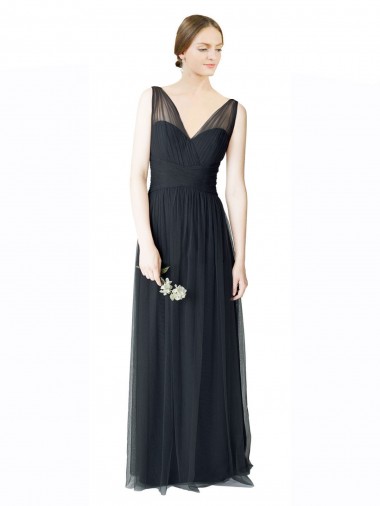 Sleeveless Sweetheart Tulle Pewter Long Formal Dress / Bridesmaid Dress Cardiff