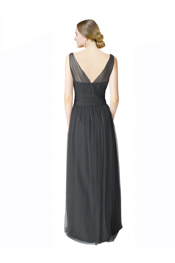 Sleeveless Sweetheart Tulle Pewter Long Formal Dress / Bridesmaid Dress Cardiff