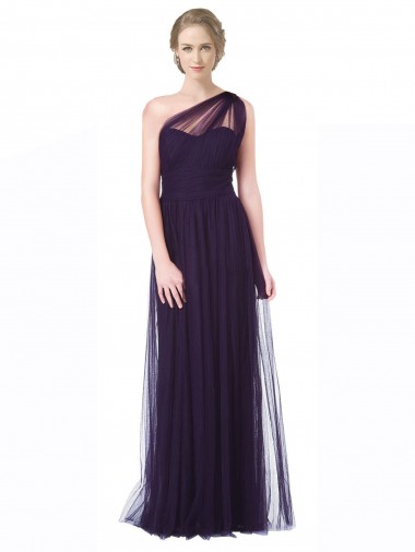 Sleeveless Sweetheart Tulle Plum Long Bridesmaid Dress Cardiff