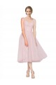 Sleeveless V-Neck Tulle Pink Tea Length Bridesmaid Dress Cardiff