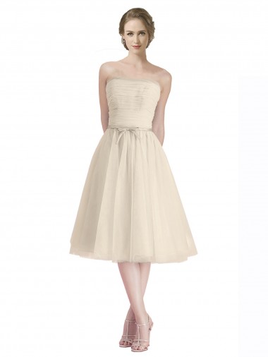 Sleeveless Strapless Tulle Cocktail Length Bridesmaid Dress Cardiff
