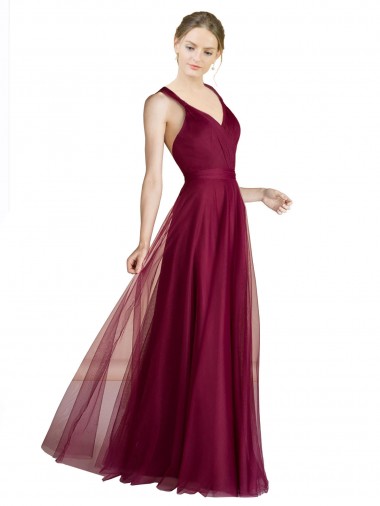 Sleeveless Sweetheart Tulle Long Bridesmaid Dress Cardiff