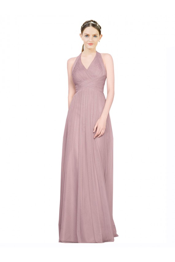 Sleeveless V-Neck Tulle Long Bridesmaid Gown Cardiff