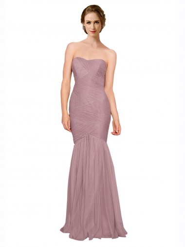 Sleeveless Strapless Tulle Mermaid Long Bridesmaid Dress Cardiff