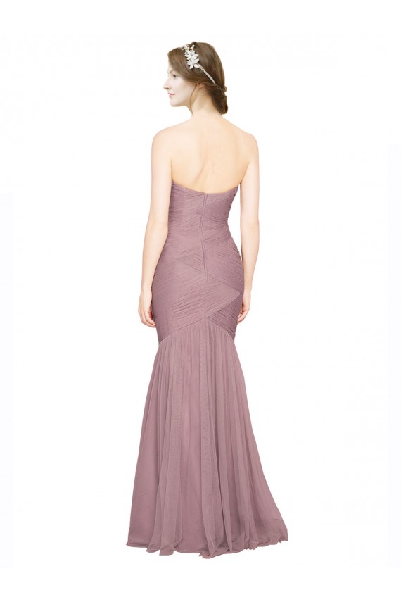 Sleeveless Strapless Tulle Mermaid Long Bridesmaid Dress Cardiff