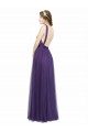 Sleeveless Bateau Neck Tulle Purple Long Bridesmaid Dress Cardiff