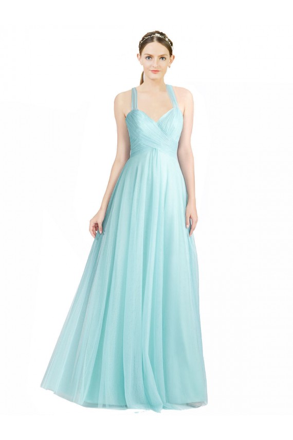 Sleeveless Sweetheart Tulle Mint Green Long Bridesmaid Dress Cardiff