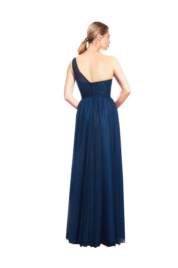 Sleeveless One Shoulder Tulle Black Long Bridesmaid Dress / Evening Dress Cardiff