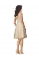 Sleeveless V-Neck Tulle & Lace Champagne Knee Length Bridesmaid Dress Cardiff