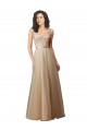 Sleeveless V-Neck Tulle & Lace Champagne Long Bridesmaid Dress Cardiff