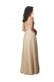 Sleeveless V-Neck Tulle & Lace Champagne Long Bridesmaid Dress Cardiff