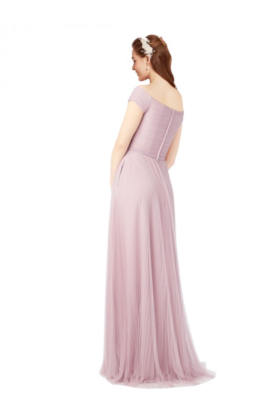 Sleeveless Off the Shoulder Tulle Long Bridesmaid Dress / Evening Dress Cardiff