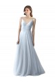 Sleeveless V-Neck Soft Tulle Light Sky Blue Long Bridesmaid Dress Cardiff