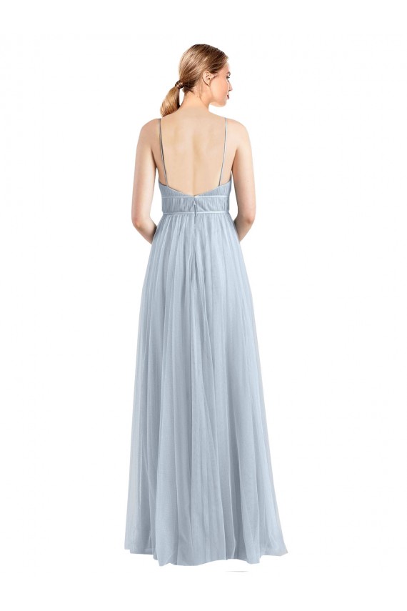 Sleeveless V-Neck Tulle Light Sky Blue Long Evening Dress / Bridesmaid Dress Cardiff