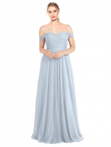 Sleeveless Strapless Tulle Light Sky Blue Long Evening Dress / Bridesmaid Dress Cardiff