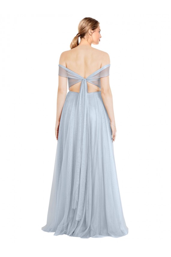 Sleeveless Strapless Tulle Light Sky Blue Long Evening Dress / Bridesmaid Dress Cardiff