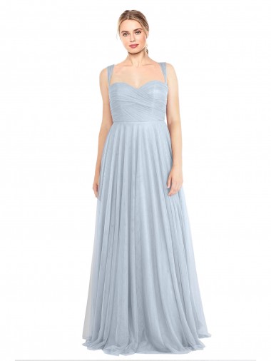 Sleeveless Sweetheart Tulle Light Sky Blue Long Evening Gown / Bridesmaid Dress Cardiff