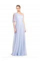 Flutter Sleeves One Shoulder Tulle Light Sky Blue Long Bridesmaid Dress Cardiff