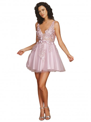 Sleeveless V-Neck Tulle Short Bridesmaid Dress Cardiff