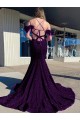 Sleeveless V-Neck Velvet Sequin Plum Purple Court Train Prom Dress / Evening Dress Cardiff