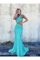 Sleeveless One Shoulder Velvet Sequin Shown Color Sweep Train Prom Dresses Cardiff