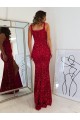 Sleeveless Square Neck Velvet Sequin Burgundy Long Prom Dress Cardiff