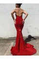 Sleeveless Sweetheart Velvet Sequin Burgundy Court Train Prom Dress / Evening Gown Cardiff