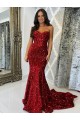 Sleeveless Sweetheart Velvet Sequin Burgundy Court Train Evening Dress Cardiff