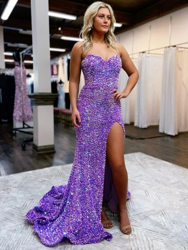 Sleeveless Sweetheart Velvet Sequin Lavender Court Train Homecoming Dress Cardiff