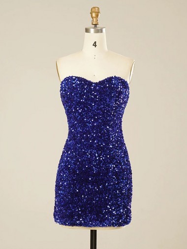 Sleeveless Sweetheart Velvet Sequin Shown Color Short Prom Dress Cardiff