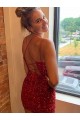 Sleeveless V-Neck Velvet Sequin Royal Blue Short Evening Gown Cardiff