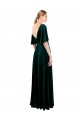 Flutter Sleeves V-Neck Stretch Velvet Dark Green Long Prom Dress / Bridesmaid Dress Cardiff
