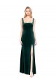 Sleeveless Square Neck Stretch Velvet Dark Green Long Prom Dress / Bridesmaid Dress Cardiff