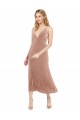 Sleeveless V-Neck Stretch Velvet Pink Midi Length Prom Dress / Bridesmaid Dress Cardiff