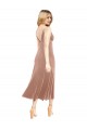 Sleeveless V-Neck Stretch Velvet Pink Midi Length Prom Dress / Bridesmaid Dress Cardiff