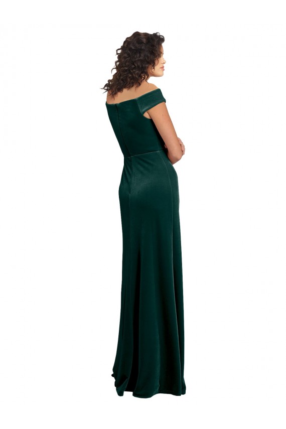 Cap Sleeves Square Neck Stretch Velvet Dark Green Long Formal Evening Gown / Prom Dress / Bridesmaid Dress Cardiff