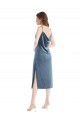 Sleeveless One Shoulder Stretch Velvet Dusty Blue Long Semi Formal Evening Dress / Prom Dress / Bridesmaid Dress Cardiff