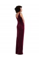 Sleeveless V-Neck Stretch Velvet Burgundy Long Semi Formal Evening Dress / Prom Dress / Bridesmaid Dress Cardiff