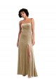 Sleeveless Square Neck Stretch Velvet Champagne Long Formal Evening Gown / Prom Dress / Bridesmaid Dress Cardiff