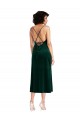 Sleeveless Cowl Neck Stretch Velvet Dark Green Midi Length Black Tie Evening Gown / Prom Dress / Bridesmaid Dress Cardiff
